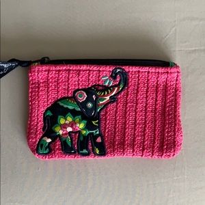 Vera bradley pink straw wallet